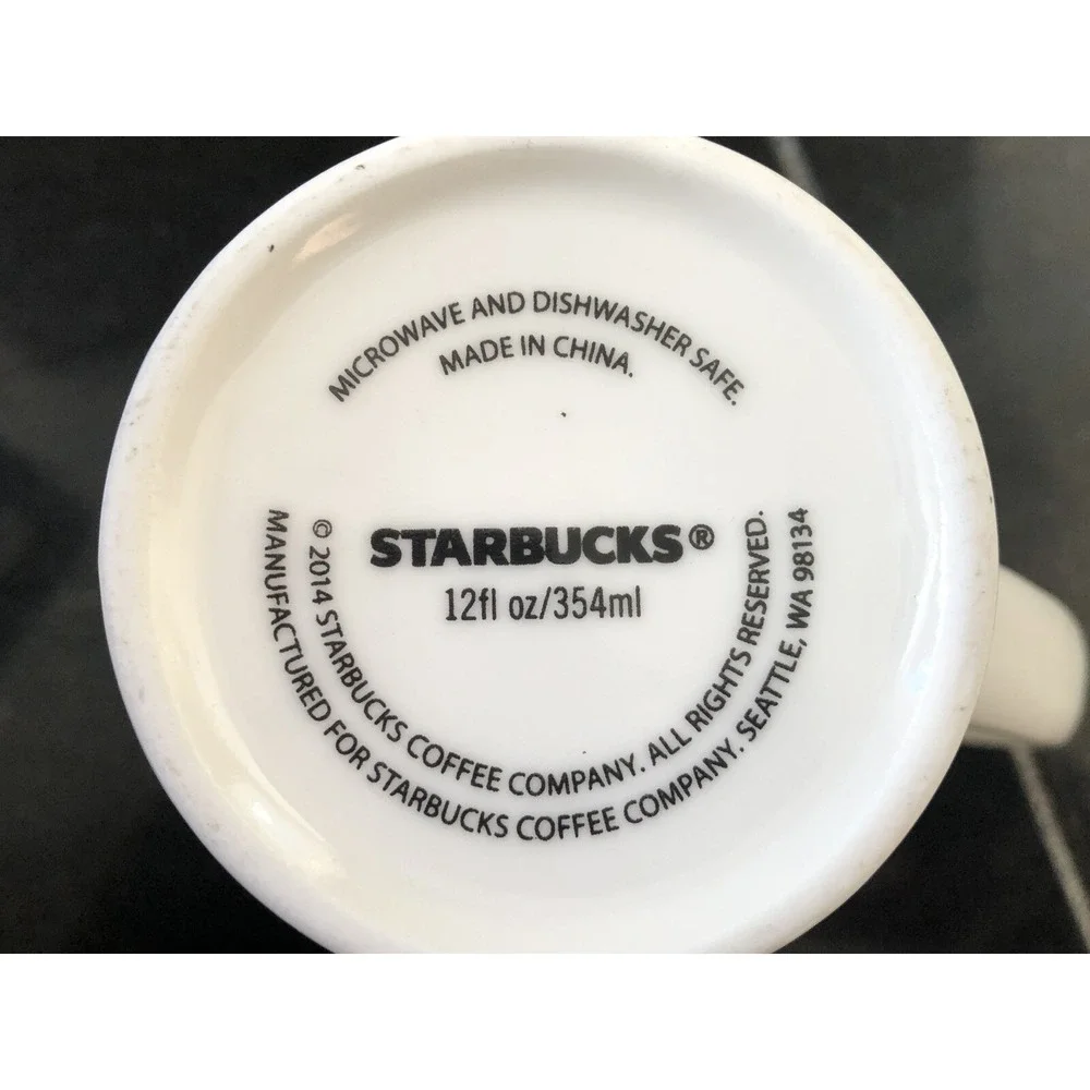 Starbucks Fireworks Coffee‎ Red and White Starburst Coffee Tea Tall Mugs 2014